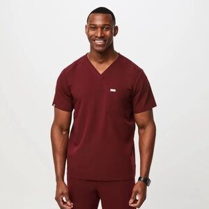 Figs Leon Three-Pocket Scrub Top Maroon Size XXL